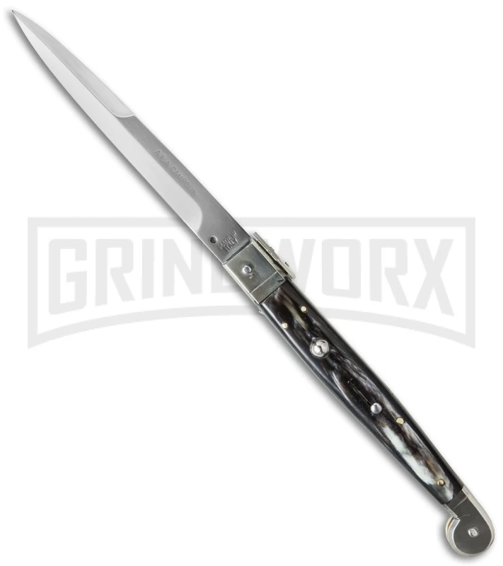 A.G.A. Campolin 12" Brazilian Horn Sicilian Picklock Automatic Knife - Bayonet A.G.A. Campolin 12" Brazilian Horn Sicilian Picklock Automatic Knife - Bayonet -Knivesand Tools Shop 12in aga sicilian braz pic cm large