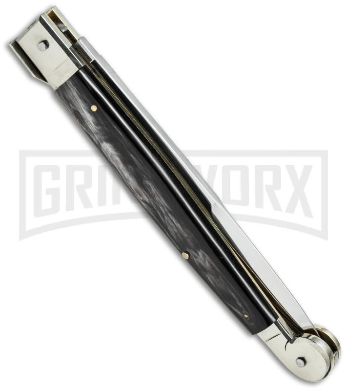 A.G.A. Campolin 12" Brazilian Horn Sicilian Picklock Automatic Knife - Bayonet A.G.A. Campolin 12" Brazilian Horn Sicilian Picklock Automatic Knife - Bayonet -Knivesand Tools Shop 12in aga sicilian braz pic side cm large