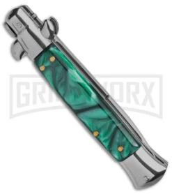 9" Anomaly Stiletto Green Pearlex Automatic Knife - Satin Bayonet 4 9" Anomaly Stiletto Green Pearlex Automatic Knife - Satin Bayonet -Knivesand Tools Shop 9in anomaly stiletto green pearlex automatic knife satin bayonet gx 6095 td side large