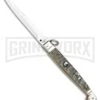 A.G.A. Campolin 9" Ram Horn Sicilian Ring Pull Automatic Knife - Bayonet 2 A.G.A. Campolin 9" Ram Horn Sicilian Ring Pull Automatic Knife - Bayonet -Knivesand Tools Shop AGA Camplin 9in Sicilian Ring Pull Auto Ram Horn Satin Bayo BHQ 100997 jr large