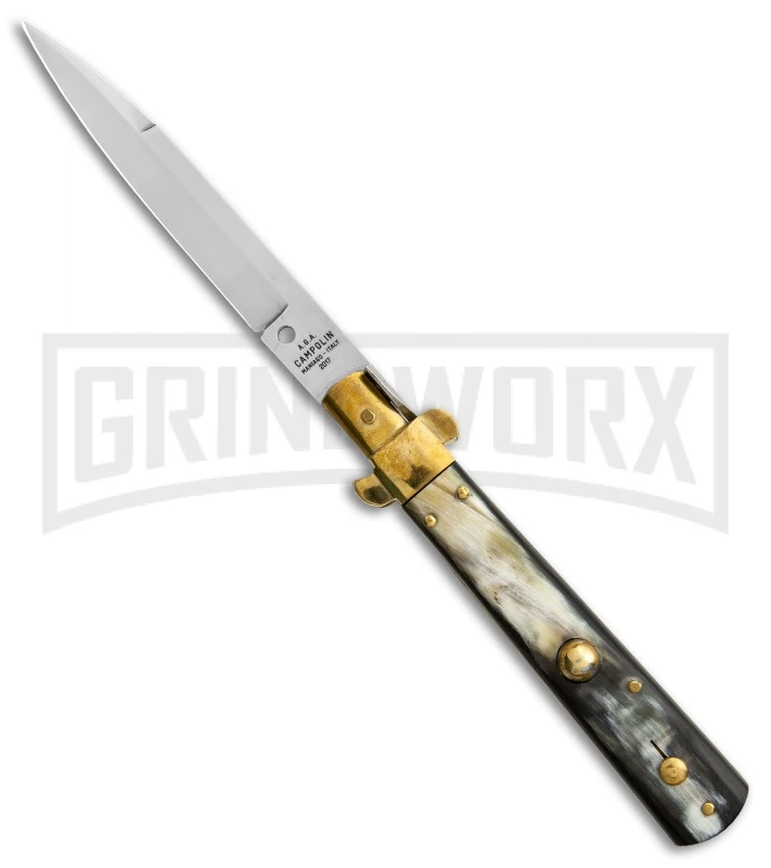AGA Campolin 10" Brass/Dark Horn Italian Frosolone Automatic Knife - Bayonet AGA Campolin 10" Brass/Dark Horn Italian Frosolone Automatic Knife - Bayonet -Knivesand Tools Shop AGA Campolin 10in Brass Dark Horn Italian Frosolone Bayonet BP 29647 er large