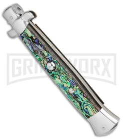 AGA Campolin 15" Italian Abalone Automatic Knife - Bayonet -Knivesand Tools Shop AGA Campolin 15in Auto Italian Stiletto Abalone 7in satin BHQ 87415 er spine large