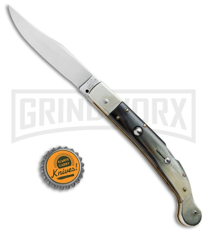 AGA Campolin Sahara Dark Horn Italian Stiletto Automatic Knife - Mirror Plain AGA Campolin Sahara Dark Horn Italian Stiletto Automatic Knife - Mirror Plain -Knivesand Tools Shop AGA Campolin 9in Shara Italian Stiletto LB Dark Horn Mirror BHQ 74050 jr bottlecap large