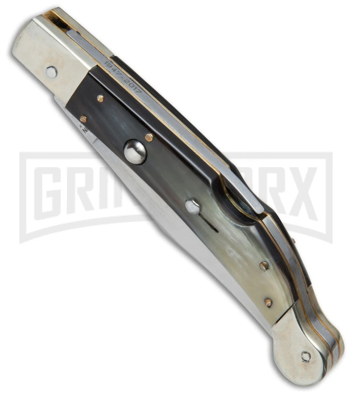 AGA Campolin Sahara Dark Horn Italian Stiletto Automatic Knife - Mirror Plain AGA Campolin Sahara Dark Horn Italian Stiletto Automatic Knife - Mirror Plain -Knivesand Tools Shop AGA Campolin 9in Shara Italian Stiletto LB Dark Horn Mirror BHQ 74050 jr spine large