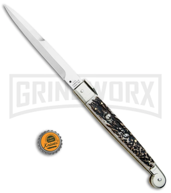 A.G.A. Campolin 12" Brazilian Stag Sicilian Picklock Automatic Knife - Bayonet A.G.A. Campolin 12" Brazilian Stag Sicilian Picklock Automatic Knife - Bayonet -Knivesand Tools Shop AGA Campolin Brazilian Stag Sicilian Picklock Bayo BP 16455 jr bottlecap large