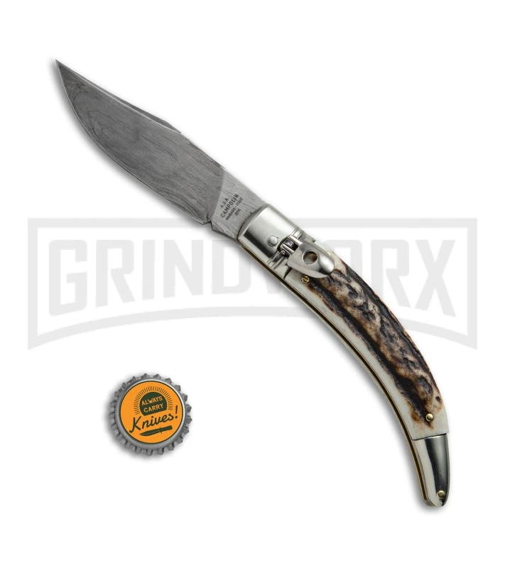 AGA Campolin Diana Stag Horn Lever Lock Automatic Knife - Damascus AGA Campolin Diana Stag Horn Lever Lock Automatic Knife - Damascus -Knivesand Tools Shop AGA Campolin Diana LL Damascus Stag Horn BHQ 67441 jr bottlecap large