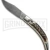 AGA Campolin Diana Stag Horn Lever Lock Automatic Knife - Damascus
