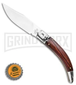 AGA Campolin Diana Santos Wood Lever Lock Automatic Knife - Satin Plain -Knivesand Tools Shop AGA Campolin Diana Lever Lock Automatic Knife Santos Wood 3.75 Satin BHQ 120336 LS Bottlecap large