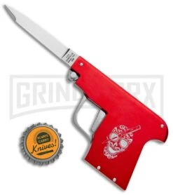 AGA Campolin Red Automatic Gun Knife - Satin Plain -Knivesand Tools Shop AGA Campolin Gun Knife Auto Red Satin CEM PIS RED GX 33940 jr bottlecap large