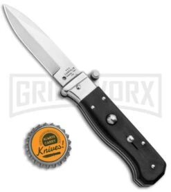 AGA Campolin Piccolo Ebony Italian Automatic Knife - Satin Plain -Knivesand Tools Shop AGA Campolin Piccolo Italian Stiletto Auto Ebony Satin BHQ 92722 jr bottlecap large