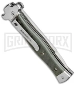 AGA Campolin Zero OD Green G-10 Leverlock Automatic Knife - Bayonet Satin Plain -Knivesand Tools Shop AGA Campolin Zero G 10 Green AGA01V SB BP 20047 jr side large