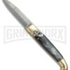 AGA Campolin Dark Horn Brass Lever Lock Automatic Knife - Damascus Plain 1 AGA Campolin Dark Horn Brass Lever Lock Automatic Knife - Damascus Plain -Knivesand Tools Shop AGA Lever Brass Damascus Braz Horn BP 18726 jr large