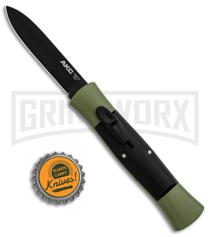 AKC Concord Green/Black OTF Automatic Knife - Flat Black AKC Concord Green/Black OTF Automatic Knife - Flat Black -Knivesand Tools Shop AKC 007 Concord OTF Green Black Flat GX 30500 jr bottlecap large
