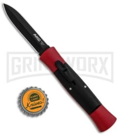 AKC 007 Concord Red/Black OTF Automatic Knife - Dagger Black -Knivesand Tools Shop AKC 007 Concord OTF Red Black Dagger GX 30497 jr bottlecap large