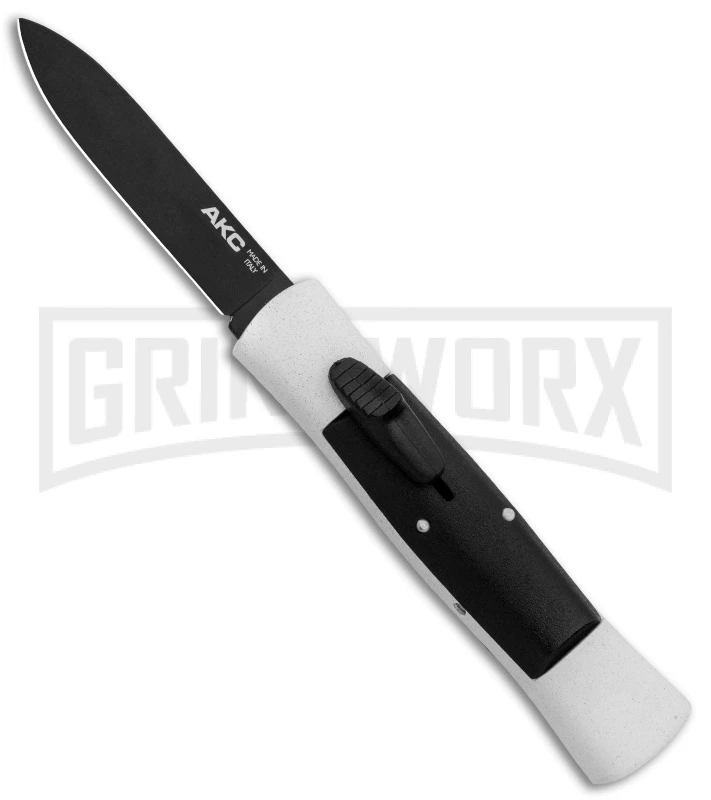 AKC 007 Concord White/Black OTF Automatic Knife - Flat Black AKC 007 Concord White/Black OTF Automatic Knife - Flat Black -Knivesand Tools Shop AKC 007 Concord OTF White Black Flat GX 30496 jr large
