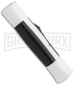 AKC 007 Concord White/Black OTF Automatic Knife - Dagger Satin -Knivesand Tools Shop AKC 007 Concord OTF White Satin Dagger GX 30495 jr side large