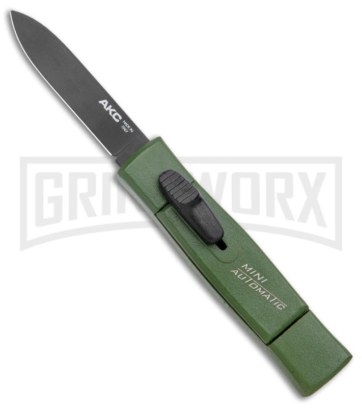 AKC Minion Concord Green OTF Automatic Knife - Spear Point Plain AKC Minion Concord Green OTF Automatic Knife - Spear Point Plain -Knivesand Tools Shop AKC 007 Mini Concord OTF Auto NATO Green Black BHQ 135713 jr large