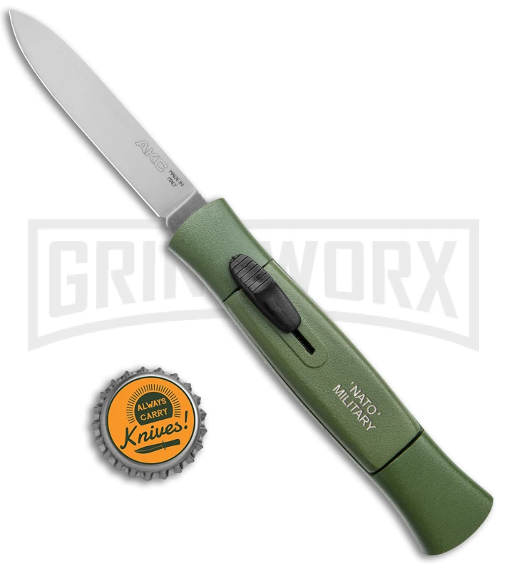 AKC 077 Concord NATO Military Green OTF Automatic Knife - Satin Plain AKC 077 Concord NATO Military Green OTF Automatic Knife - Satin Plain -Knivesand Tools Shop AKC 077 Concord OTF Auto NATO Military Green Satin Flat BHQ 179232 jr bottlecap large