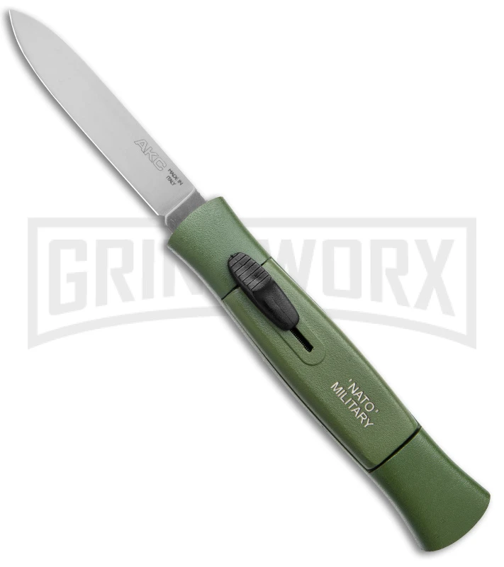 AKC 077 Concord NATO Military Green OTF Automatic Knife - Satin Plain AKC 077 Concord NATO Military Green OTF Automatic Knife - Satin Plain -Knivesand Tools Shop AKC 077 Concord OTF Auto NATO Military Green Satin Flat BHQ 179232 jr large