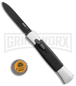 AKC 077 Concord Polish/Black OTF Automatic Knife - Flat Black Plain -Knivesand Tools Shop AKC 077 Concord Polish Black flat black plain BP 22707 er bottlecap large