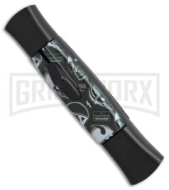 AKC 077 Concord Route 66 Skull OTF Automatic Knife - Black Plain -Knivesand Tools Shop AKC 077 concord route 66 skull black plain BP 19012 er side large