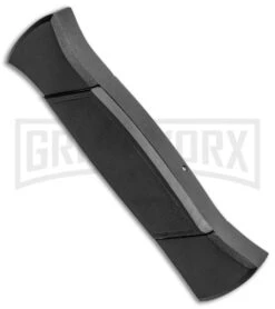 AKC 777 Blackfinger Black OTF Automatic Knife - Dagger Satin Plain -Knivesand Tools Shop AKC 777 Blackfinger Dagger OTF Auto Black Satin BHQ 50807 jr side large