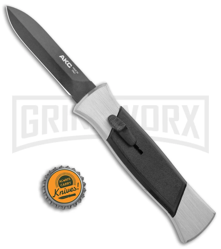 AKC 777 Blackfinger Brushed Aluminum OTF Automatic Knife - Dagger Black Plain AKC 777 Blackfinger Brushed Aluminum OTF Automatic Knife - Dagger Black Plain -Knivesand Tools Shop AKC 777 Blackfinger Dagger OTF Auto Brushed Black BHQ 138853 jr bottlecap large