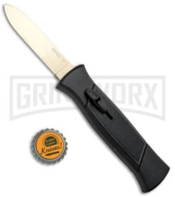 AKC 777 Blackfinger Black OTF Automatic Knife - Flat Gold Plain 5 AKC 777 Blackfinger Black OTF Automatic Knife - Flat Gold Plain -Knivesand Tools Shop AKC 777 Blackfinger OTF Auto Black Gold Flat BHQ 92039 jr bottlecap large