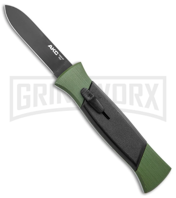 AKC 777 Blackfinger Green/Black OTF Automatic Knife - Black Plain AKC 777 Blackfinger Green/Black OTF Automatic Knife - Black Plain -Knivesand Tools Shop AKC 777 Blackfinger OTF Auto Green Black Black Flat BHQ 138920 jr large