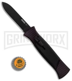AKC 777 Blackfinger Sim Carbon Fiber OTF Automatic Knife - Black Plain -Knivesand Tools Shop AKC 777 Blackfinger Sim Carbon Fiber Black Flat BHQ 90290 er bottlecap large
