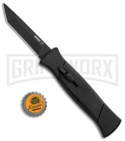 AKC 777 Blackfinger Black OTF Automatic Knife - Black Tanto -Knivesand Tools Shop AKC 777 Blackfinger Tanto OTF Auto Black Black BHQ 87414 jr bottlecap large