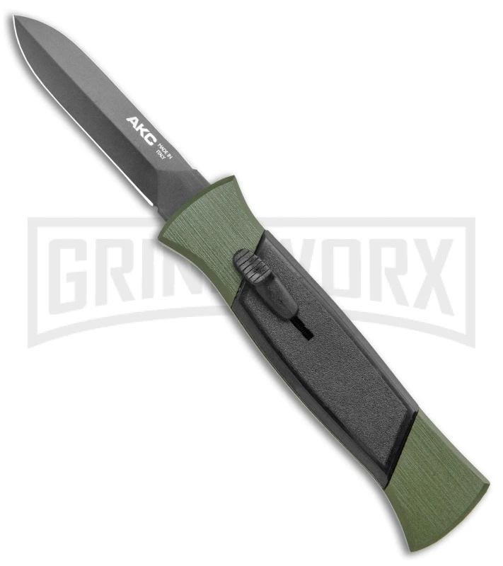 AKC 777 Green Blackfinger Brushed Aluminum OTF Automatic Knife - Black dagger AKC 777 Green Blackfinger Brushed Aluminum OTF Automatic Knife - Black Dagger -Knivesand Tools Shop AKC 777 Green Blackfinger Dagger OTF Auto Brushed Aluminum Black BHQ 87411 jr large