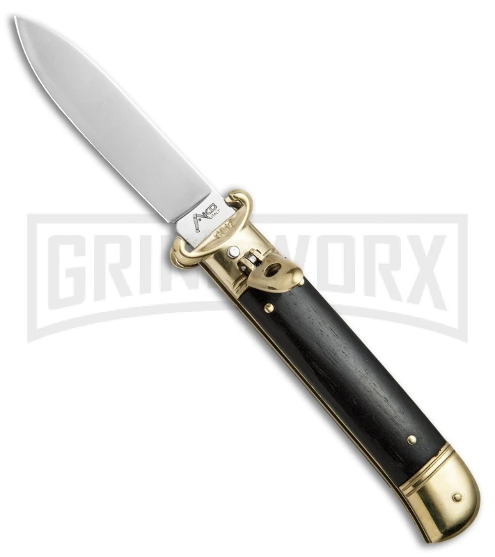 AKC 8" Shot Shell Puller Lever Lock Ebony w/ Brass Automatic Knife - Flat Plain AKC 8" Shot Shell Puller Lever Lock Ebony W/ Brass Automatic Knife - Flat Plain -Knivesand Tools Shop AKC 8in Shot Puller LL Ebony Wood Brass BP 19885 jr large