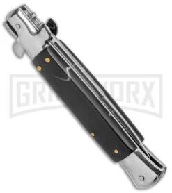 AKC 9" Stiletto Dark Horn Automatic Knife - Bayonet -Knivesand Tools Shop AKC 9in Stiletto Sim Dark Horn Auto Bayo GX 37956 jr side large