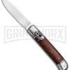 SKM 8" Italian Stiletto Lever Lock Cocobolo Automatic Knife - Polish Flat -Knivesand Tools Shop AKC Classic LL Auto Italian Cocobolo Satin BHQ 81016 jr large