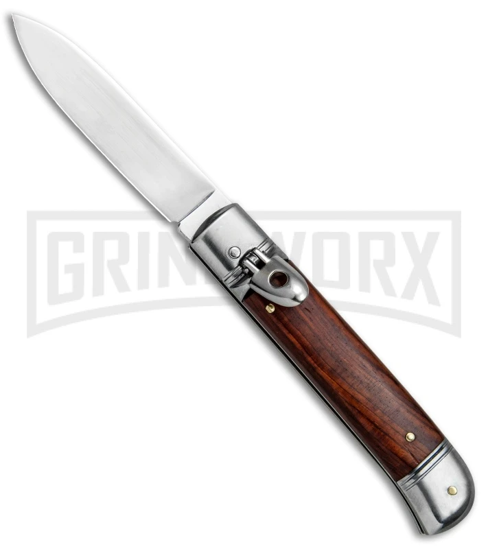 SKM 8" Italian Stiletto Lever Lock Cocobolo Automatic Knife - Polish Flat SKM 8" Italian Stiletto Lever Lock Cocobolo Automatic Knife - Polish Flat -Knivesand Tools Shop AKC Classic LL Auto Italian Cocobolo Satin BHQ 81016 jr large