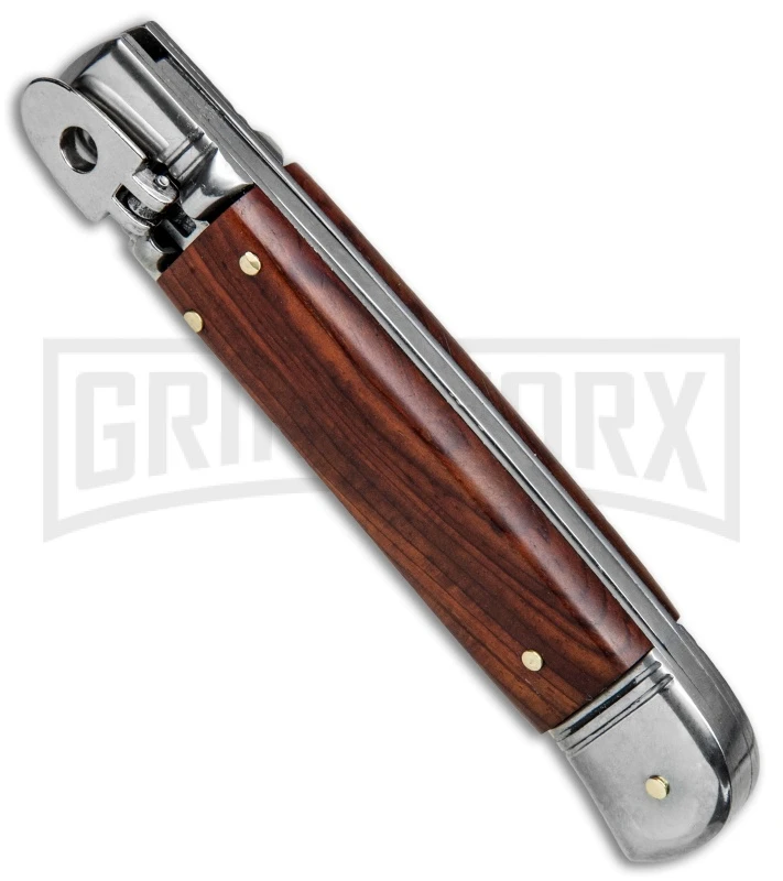 SKM 8" Italian Stiletto Lever Lock Cocobolo Automatic Knife - Polish Flat SKM 8" Italian Stiletto Lever Lock Cocobolo Automatic Knife - Polish Flat -Knivesand Tools Shop AKC Classic LL Auto Italian Cocobolo Satin BHQ 81016 jr spine large