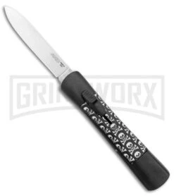 AKC Concord Jolly Roger OTF Automatic Knife - Flat Grind Satin Plain