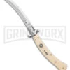 AKC Curved Stiletto Ivory Automatic Knife - Satin Plain 1 AKC Curved Stiletto Ivory Automatic Knife - Satin Plain -Knivesand Tools Shop AKC Curved Stiletto Ivory Auto Satin GX 41026 jr large