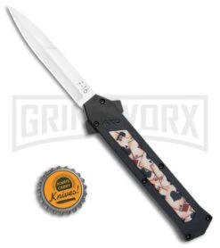 AKC F-16 Ace Playing Cards Inlay D/A OTF Automatic Knife - Bayo Satin Plain -Knivesand Tools Shop AKC F 16 Bayo DA OTF Auto Ace Playing Cards Inlay Satin BHQ 106222 jr bottlecap large