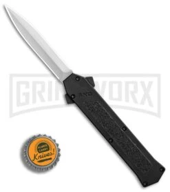 AKC F-16 Black D/A OTF Automatic Knife - Dagger Satin Plain -Knivesand Tools Shop AKC F 16 Black DA Dagger Satin Plain GX 30994 er bottlecap large