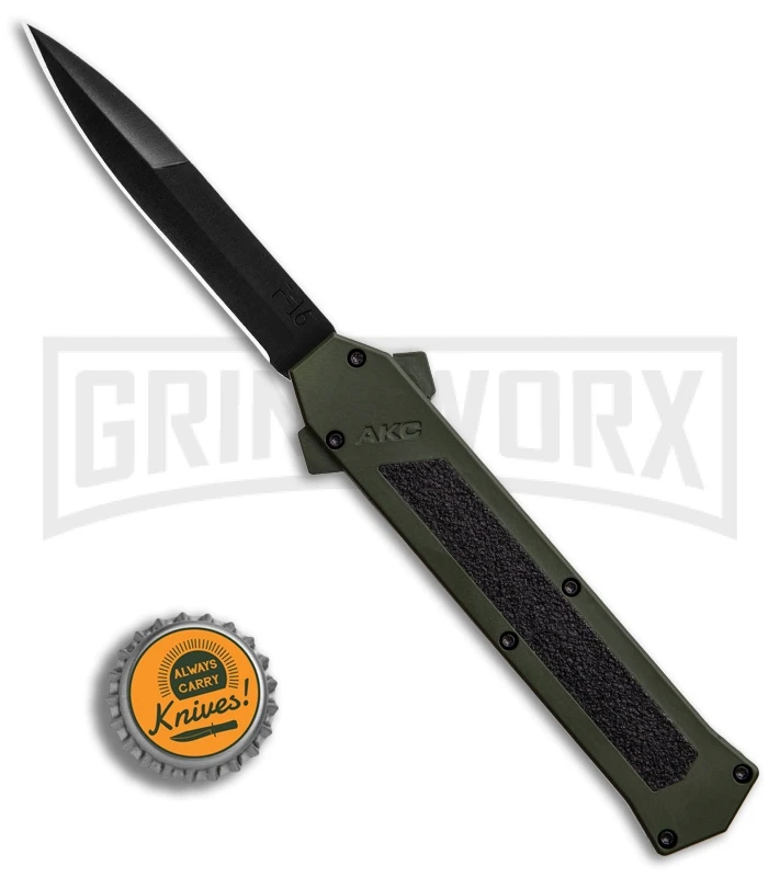 AKC F-16 OD Green D/A OTF Automatic Knife - Bayo Black Plain AKC F-16 OD Green D/A OTF Automatic Knife - Bayo Black Plain -Knivesand Tools Shop AKC F 16 DA Bayonet OD Green Black BHQ 86948 er bottlecap large