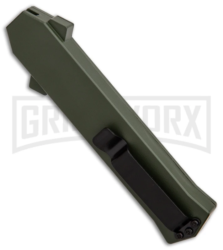 AKC F-16 OD Green D/A OTF Automatic Knife - Bayo Black Plain AKC F-16 OD Green D/A OTF Automatic Knife - Bayo Black Plain -Knivesand Tools Shop AKC F 16 DA Bayonet OD Green Black BHQ 86948 er side large