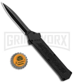 AKC F-16 Black D/A OTF Automatic Knife - Dagger Black Plain -Knivesand Tools Shop AKC F 16 DA Dagger OTF Auto Black Black GX 33364 jr bottlecap large