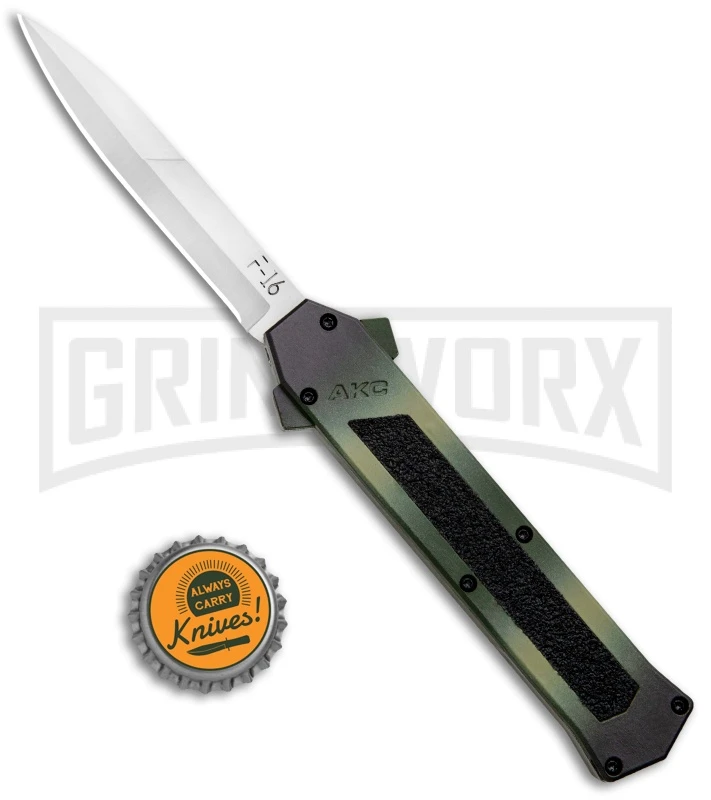 AKC F-16 OD Green Camo D/A OTF Automatic Knife - Bayo Satin Plain AKC F-16 OD Green Camo D/A OTF Automatic Knife - Bayo Satin Plain -Knivesand Tools Shop AKC F 16 DA Dagger OTF Auto OD Green Camo Satin BHQ 125319 jr bottlecap large