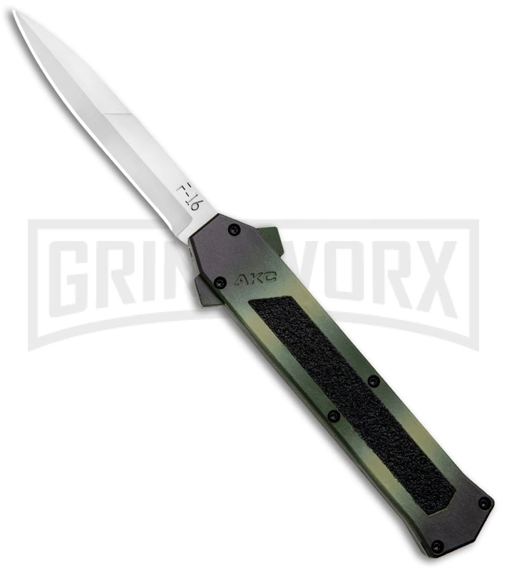 AKC F-16 OD Green Camo D/A OTF Automatic Knife - Bayo Satin Plain AKC F-16 OD Green Camo D/A OTF Automatic Knife - Bayo Satin Plain -Knivesand Tools Shop AKC F 16 DA Dagger OTF Auto OD Green Camo Satin BHQ 125319 jr large