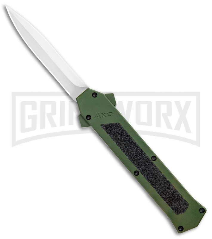 AKC F-16 OD Green D/A OTF Automatic Knife - Dagger Satin Plain AKC F-16 OD Green D/A OTF Automatic Knife - Dagger Satin Plain -Knivesand Tools Shop AKC F 16 DA Dagger OTF Auto OD Green Satin BHQ 95347 jr large