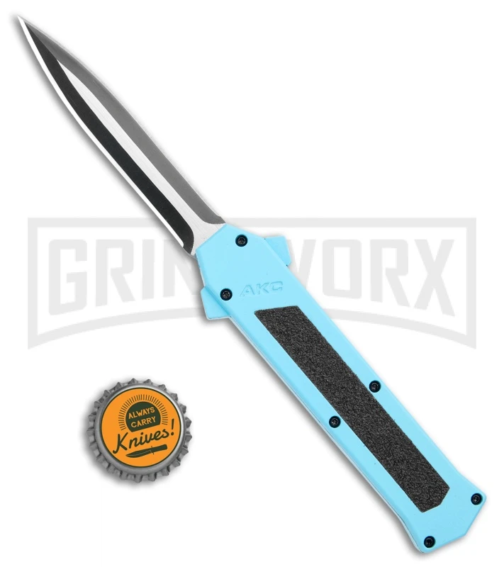 AKC F-16 Teal D/A OTF Automatic Knife - Dagger Two Tone Plain AKC F-16 Teal D/A OTF Automatic Knife - Dagger Two Tone Plain -Knivesand Tools Shop AKC F 16 DA Dagger OTF Auto Teal TT BHQ 109160 jr bottlecap large
