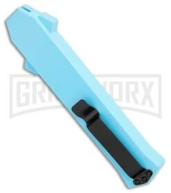 AKC F-16 Teal D/A OTF Automatic Knife - Dagger Two Tone Plain 4 AKC F-16 Teal D/A OTF Automatic Knife - Dagger Two Tone Plain -Knivesand Tools Shop AKC F 16 DA Dagger OTF Auto Teal TT BHQ 109160 jr side large