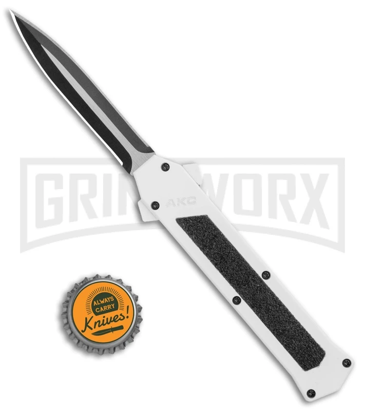 AKC F-16 White D/A OTF Automatic Knife - Dagger Two Tone Plain AKC F-16 White D/A OTF Automatic Knife - Dagger Two Tone Plain -Knivesand Tools Shop AKC F 16 DA Dagger OTF Auto White TT BHQ 114659 jr bottlecap large